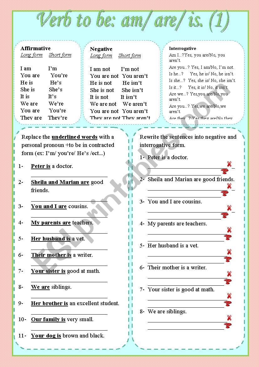 Verb: to be (part 1) worksheet