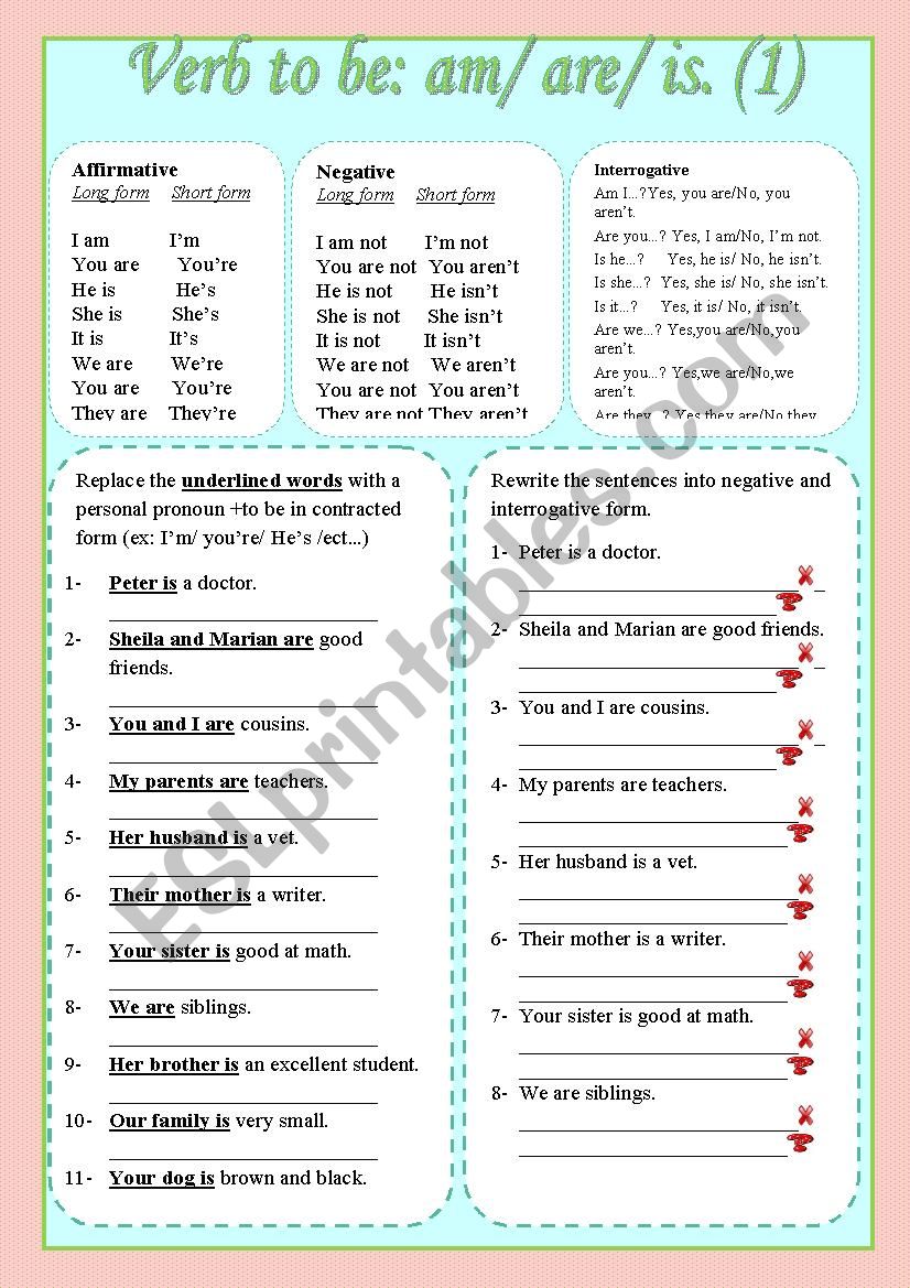 Verb: to be (part 1) worksheet