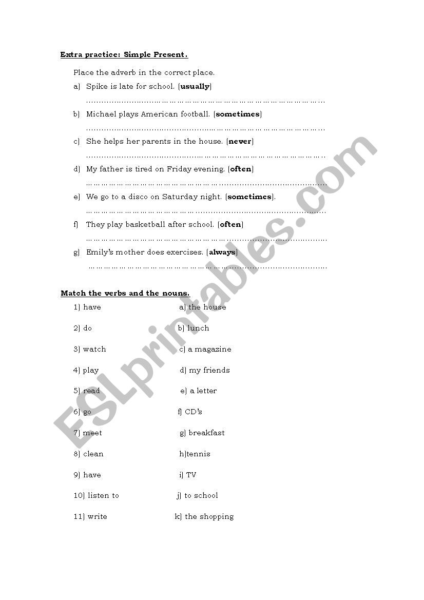 Simple Present practice. worksheet