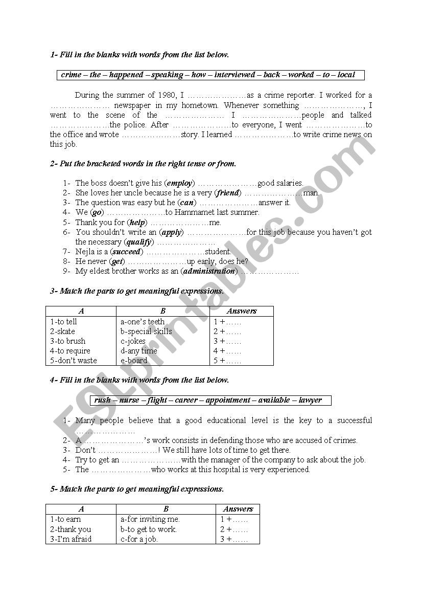Language activities 31 worksheet