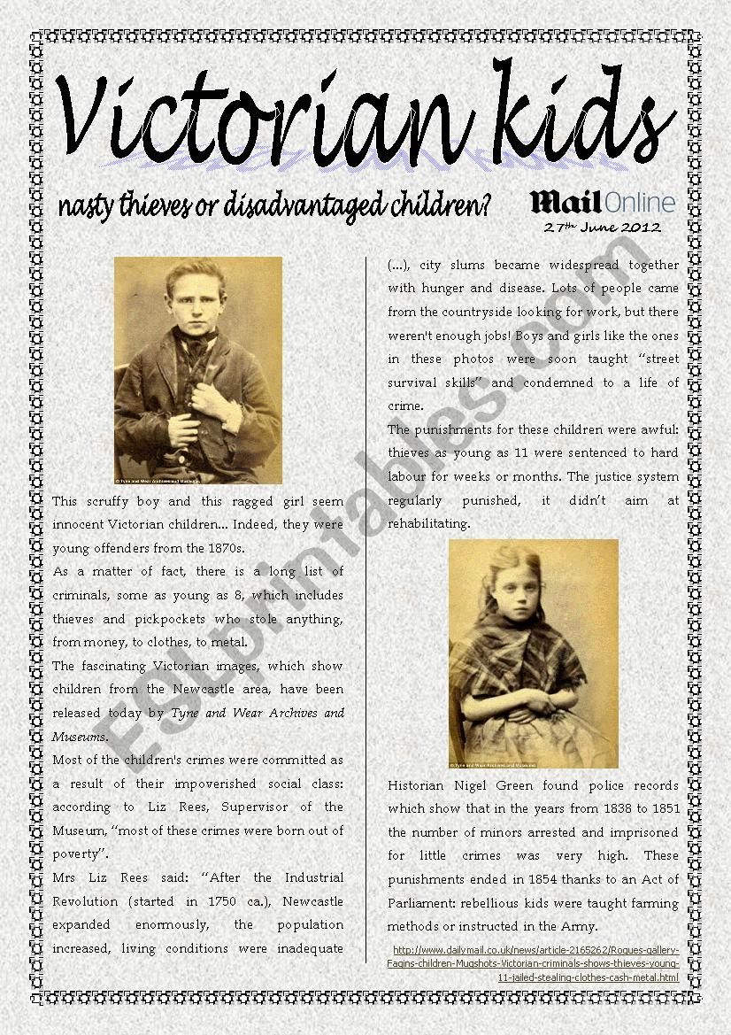 Victorian children worksheet