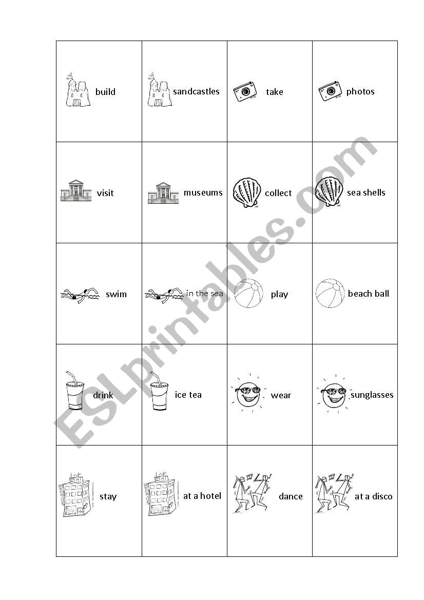 Summer Holidays Memory Game worksheet