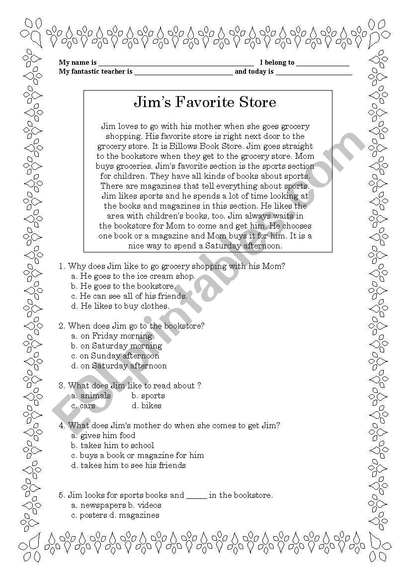 Reading Comprehension Guide worksheet