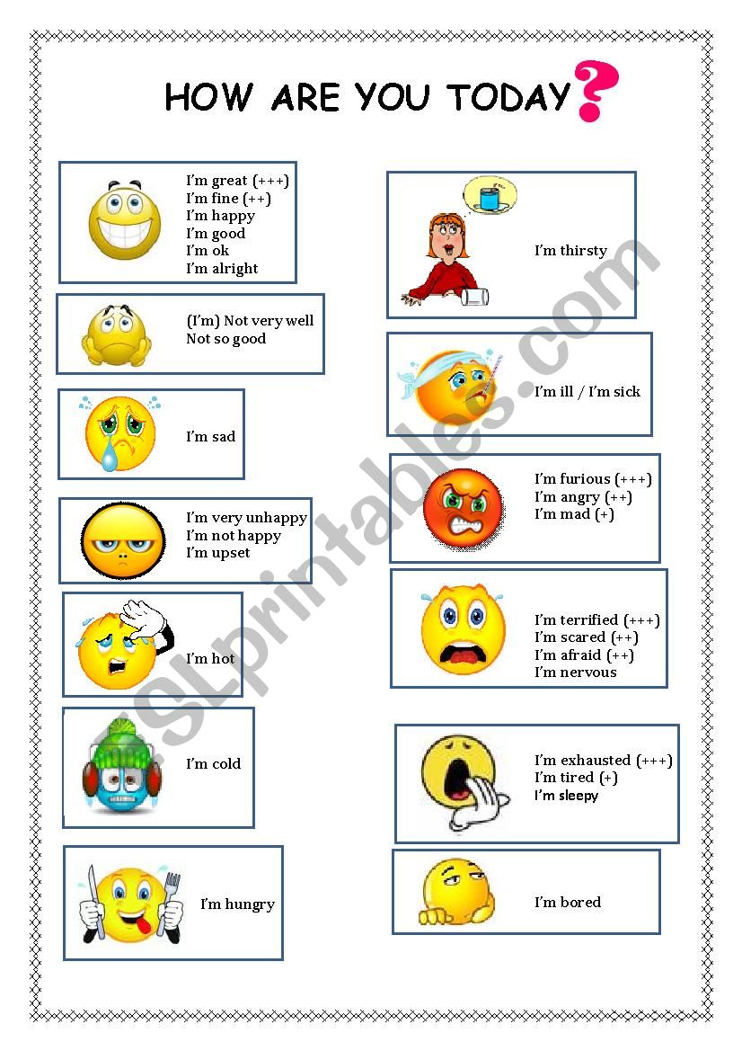 How are you today? worksheet