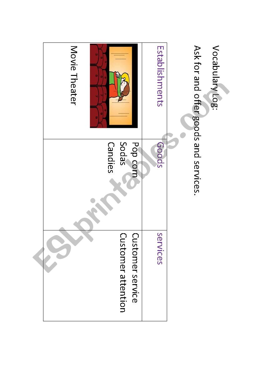 Goods and Services worksheet