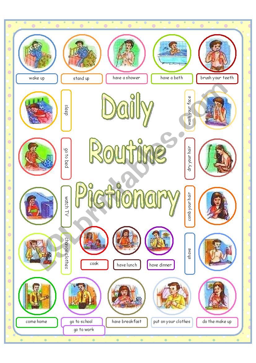 Daily Routine - Daily Activities PICTIONARY