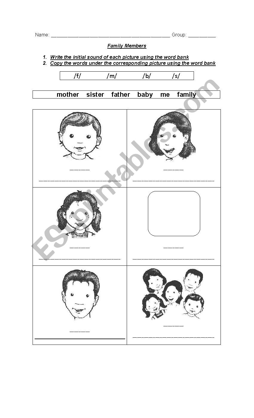 Family phonics worksheet