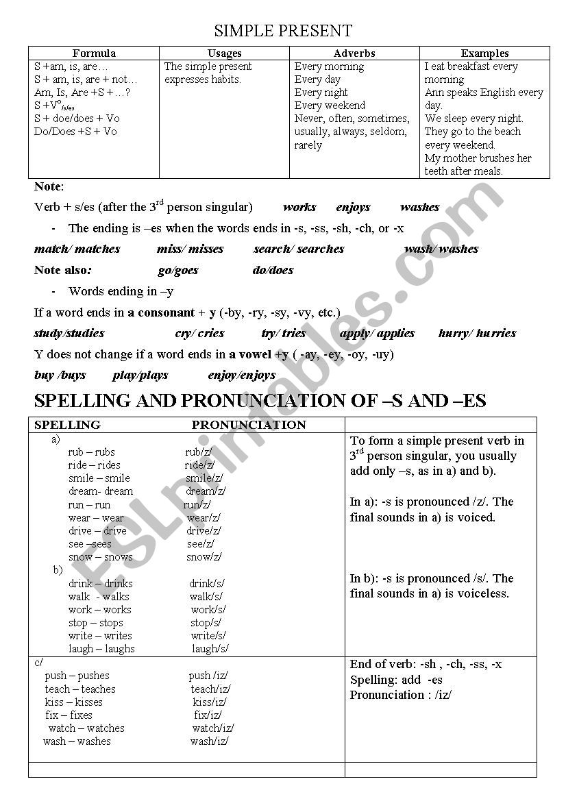 simple present worksheet