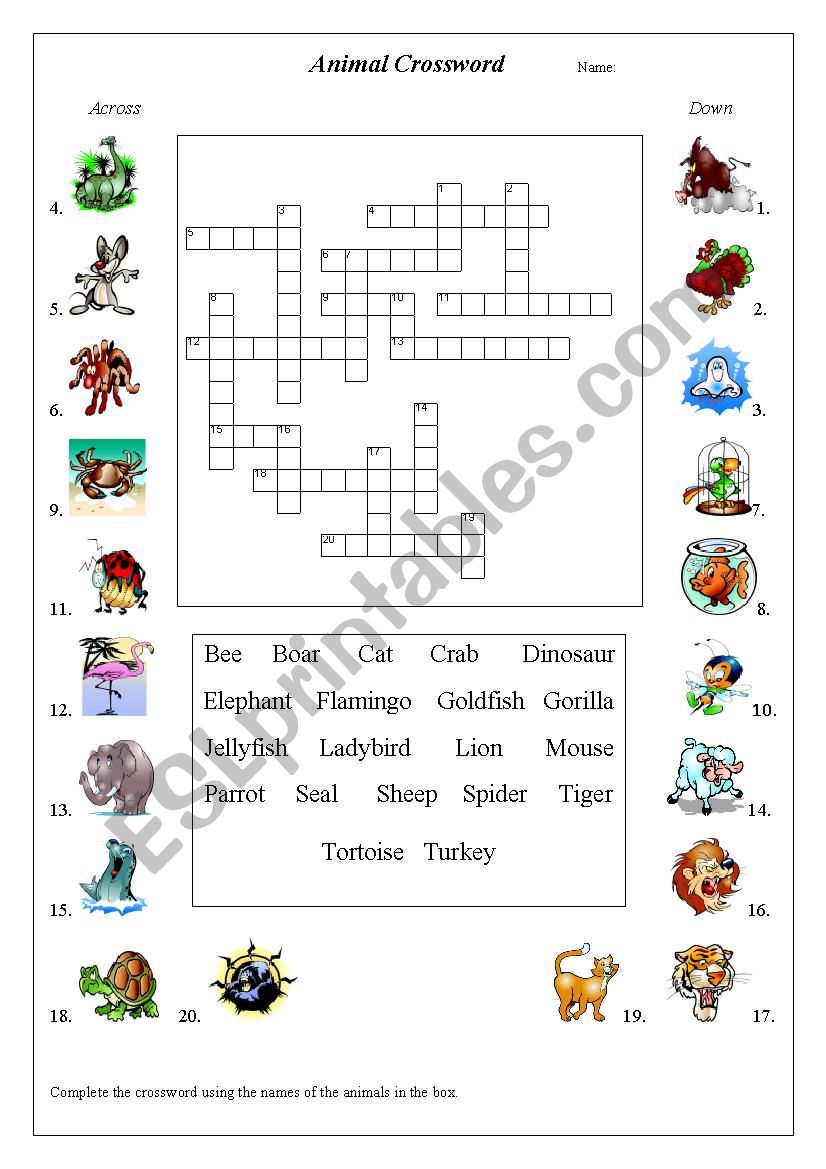 Animal Crossword worksheet