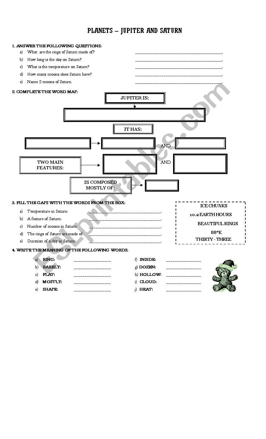 Planets worksheet