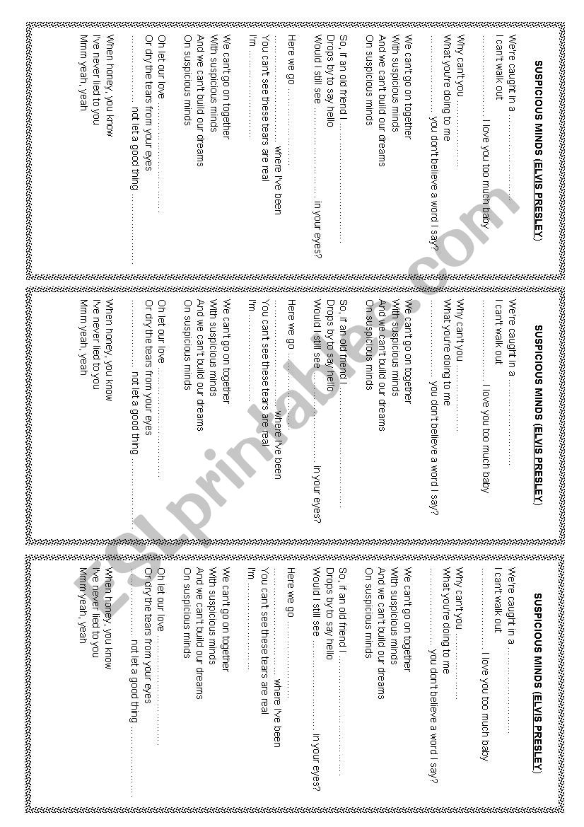 SUSPICIOUS MINDS (ELVIS PRESLEY)