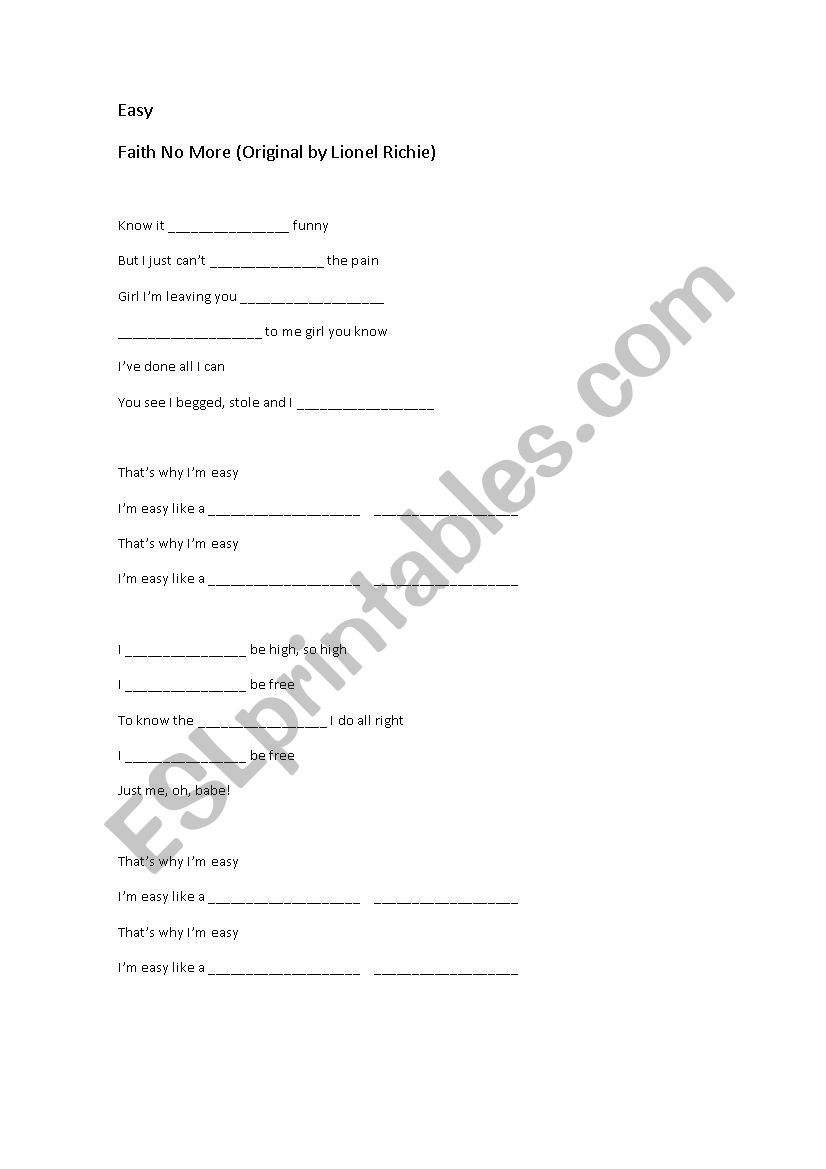 Song - Easy worksheet
