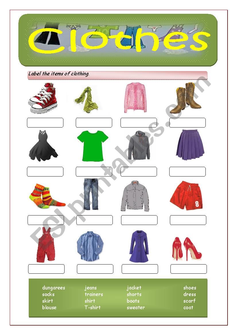 Clothes worksheet