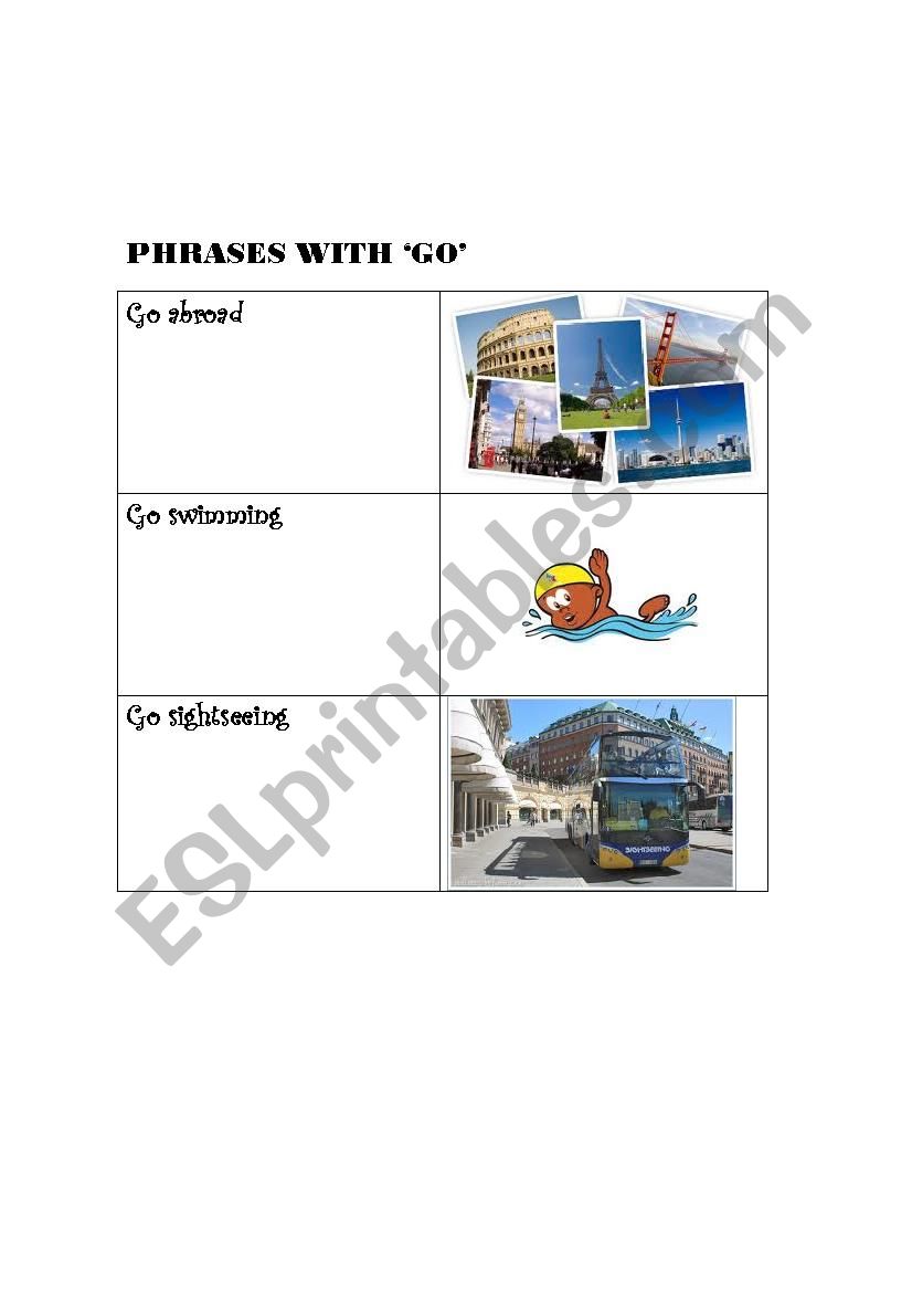 Phrases with go worksheet