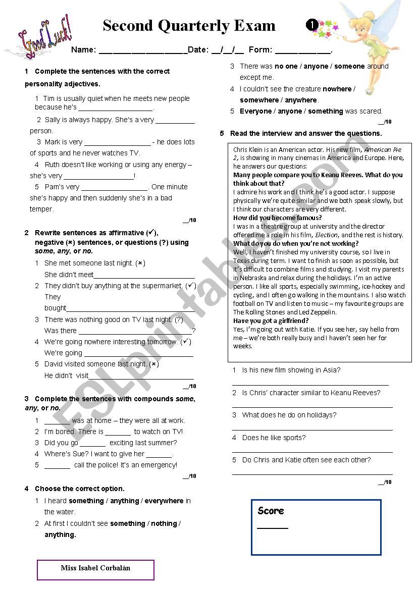 SECOND TERM TEST worksheet