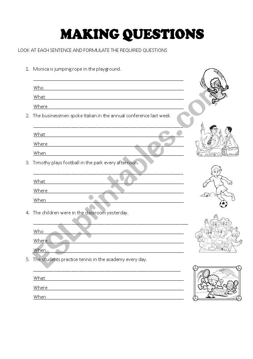 Making questions worksheet worksheet