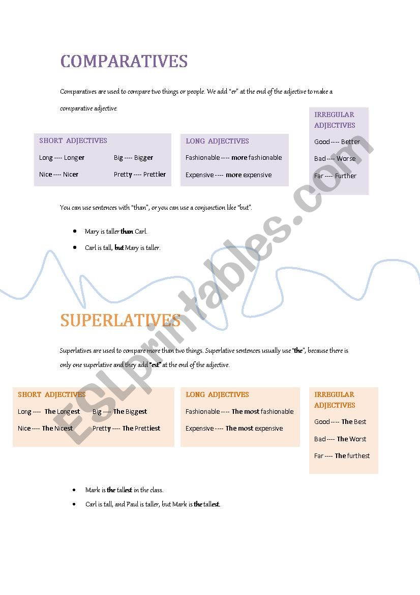 Comparatives worksheet