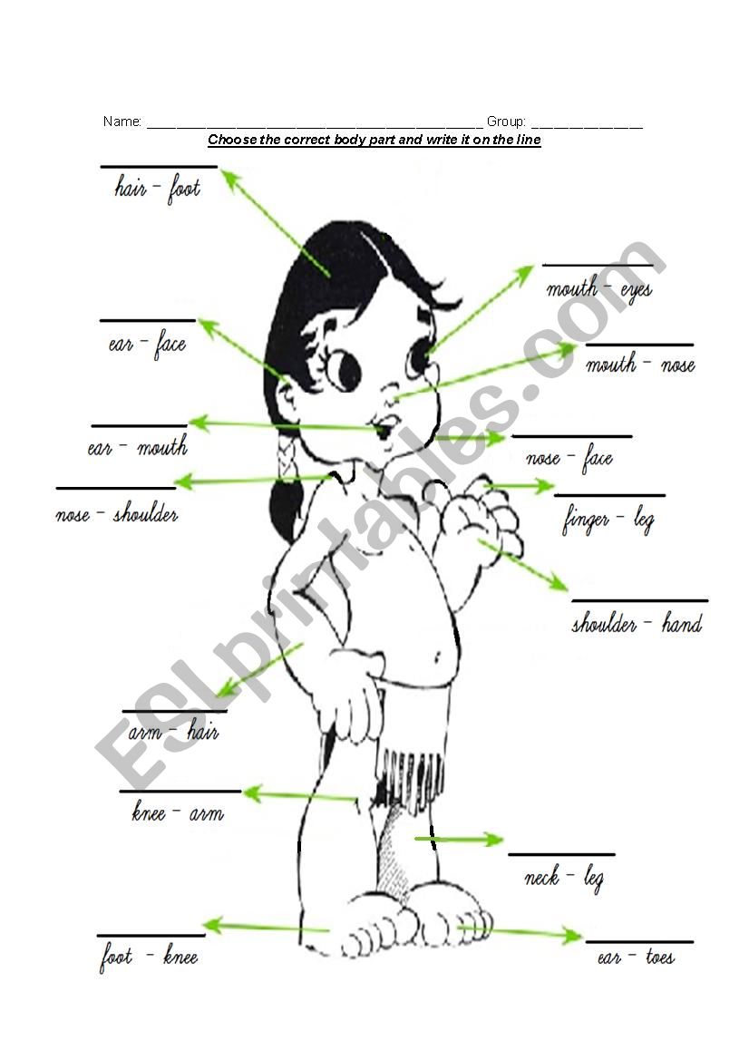 Body parts worksheet