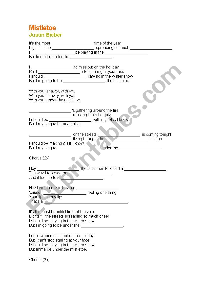 Music: Mistletoe worksheet
