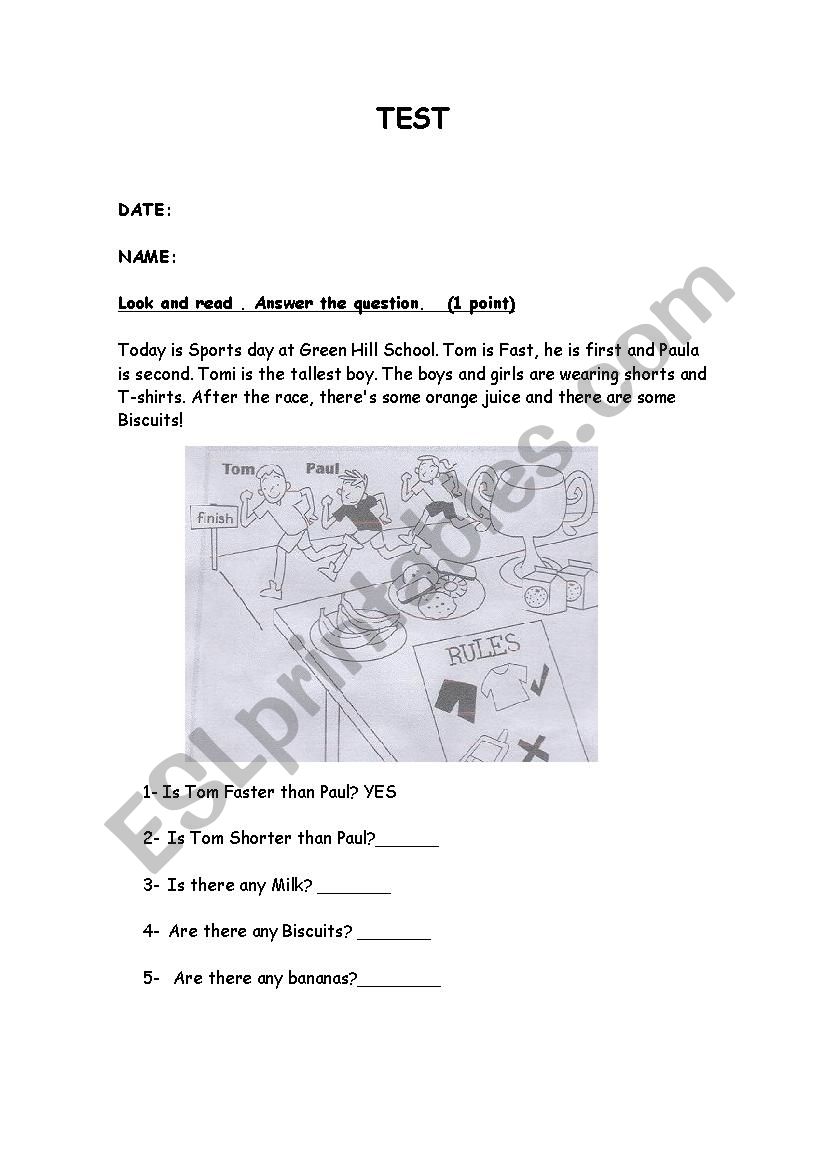 Some and any test worksheet Some and any test worksheet