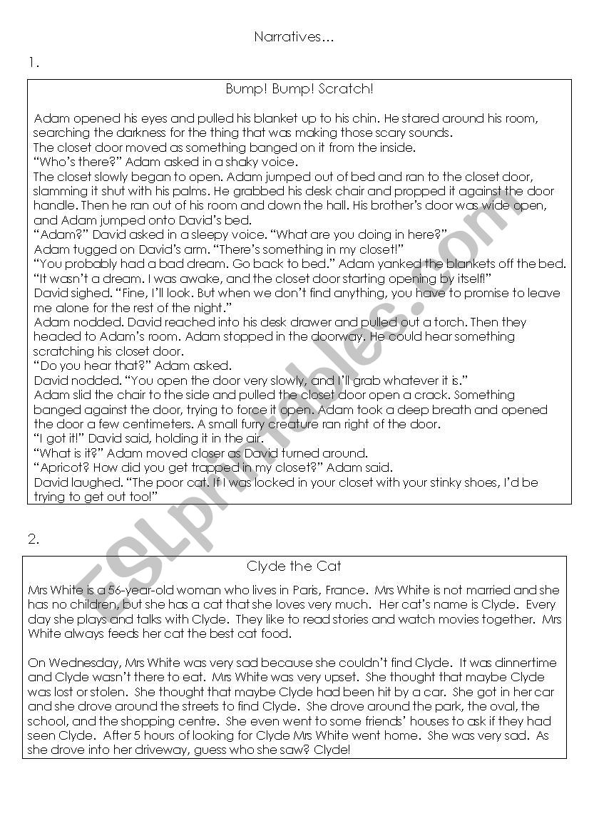 Narratives worksheet