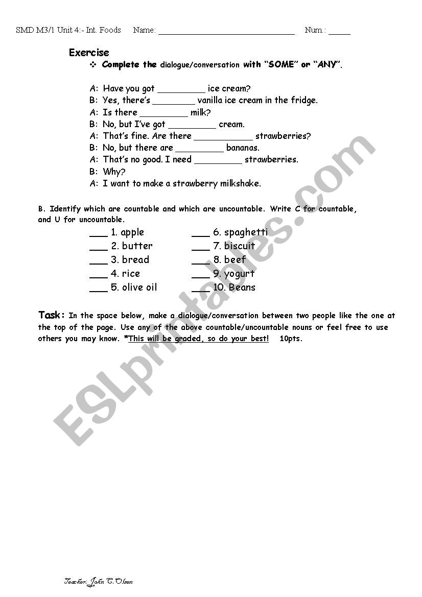 Some vs Any wrksheet w/ task worksheet