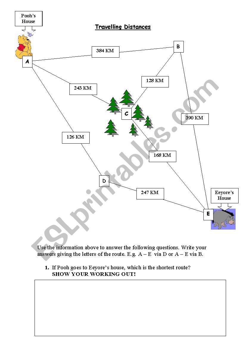 travelling distances worksheet