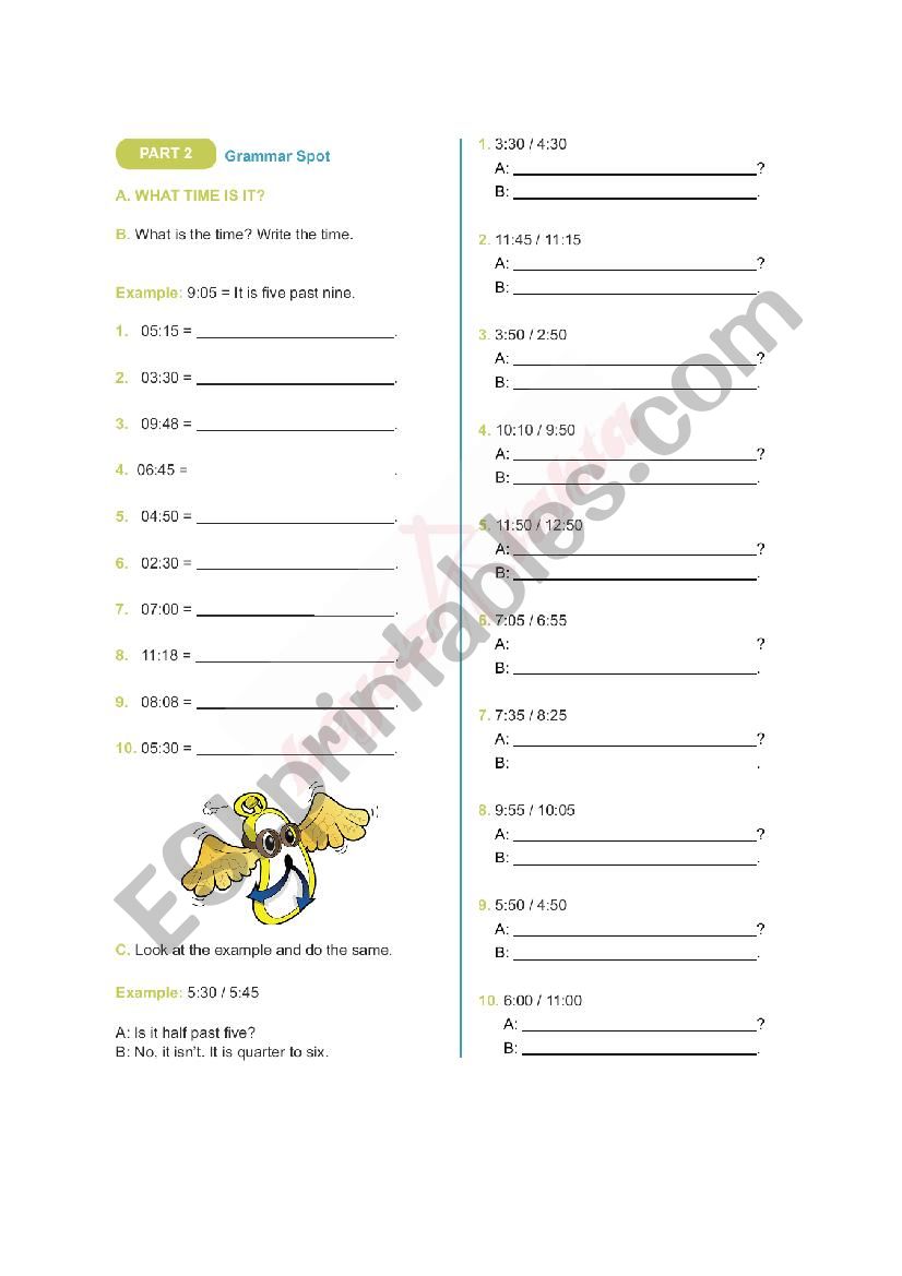 what time is it? worksheet