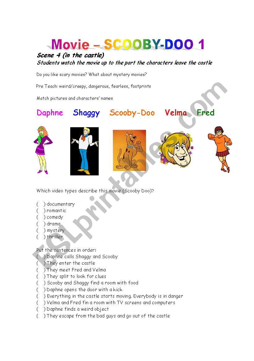 Scooby-Doo (The Movie) worksheet