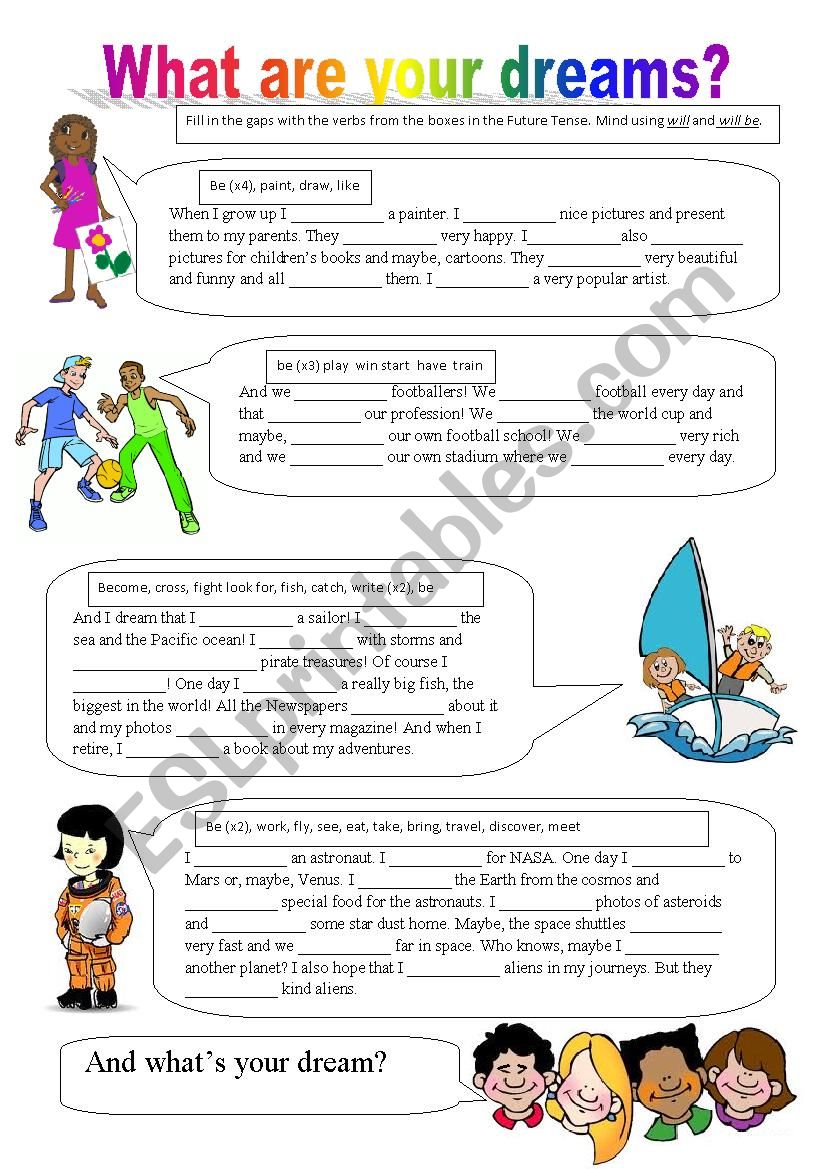 What are your dreams?  worksheet