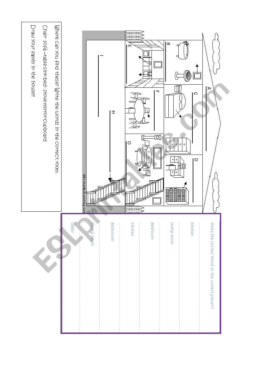 Parts of the house worksheet