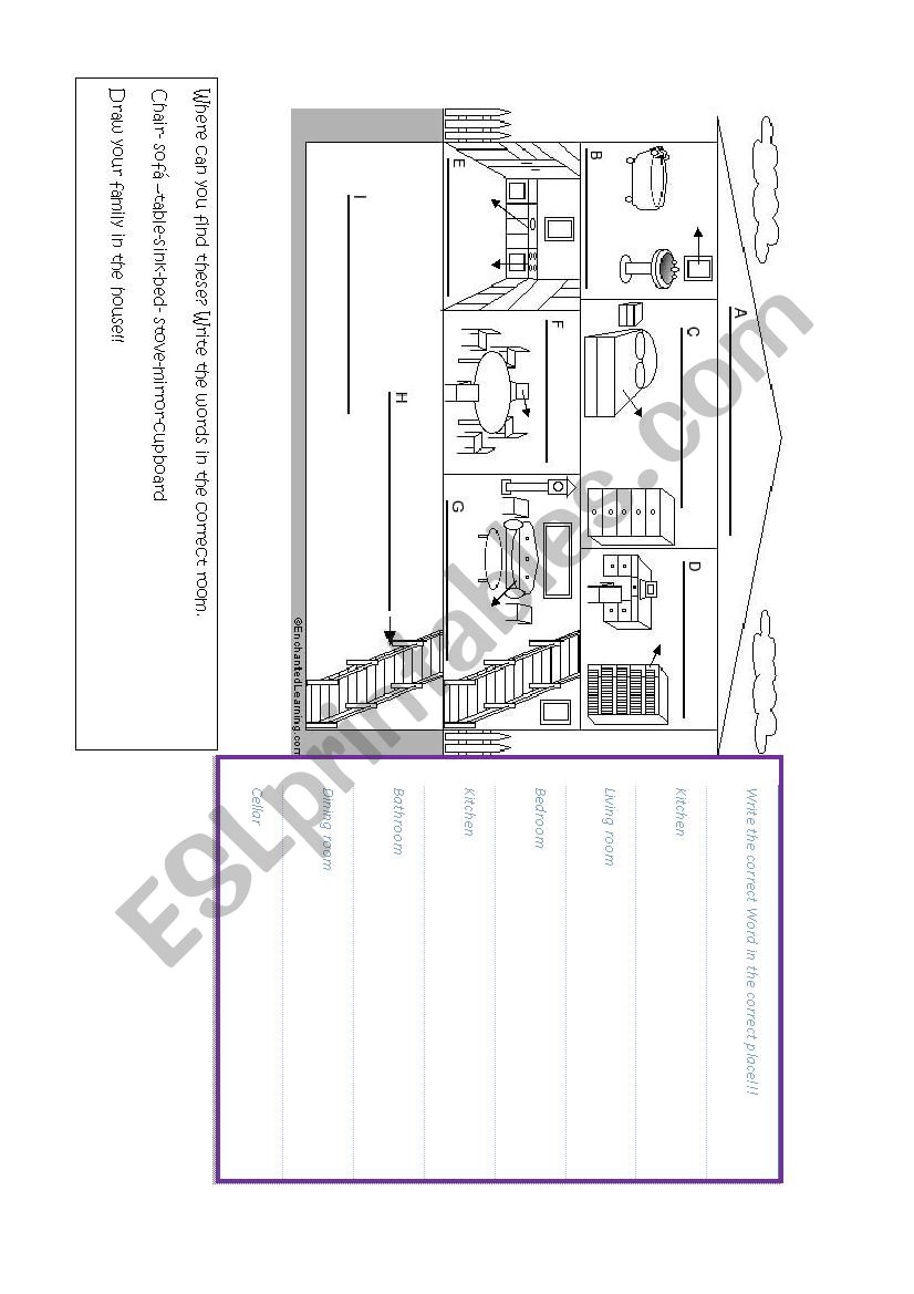 Parts of the house worksheet