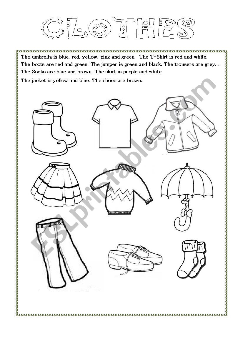 clothes worksheet