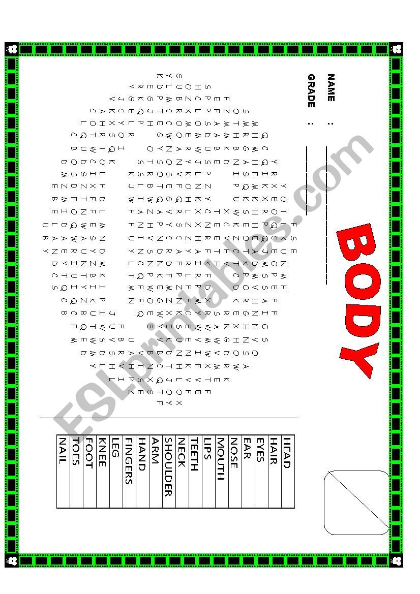 BODY worksheet