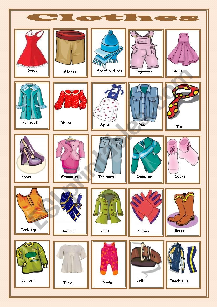 clothes worksheet