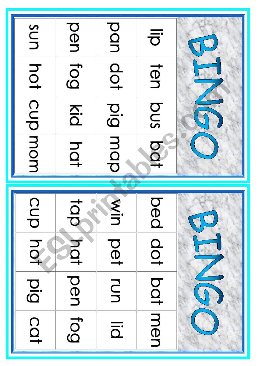 Cvc Words Bingo 2 worksheet