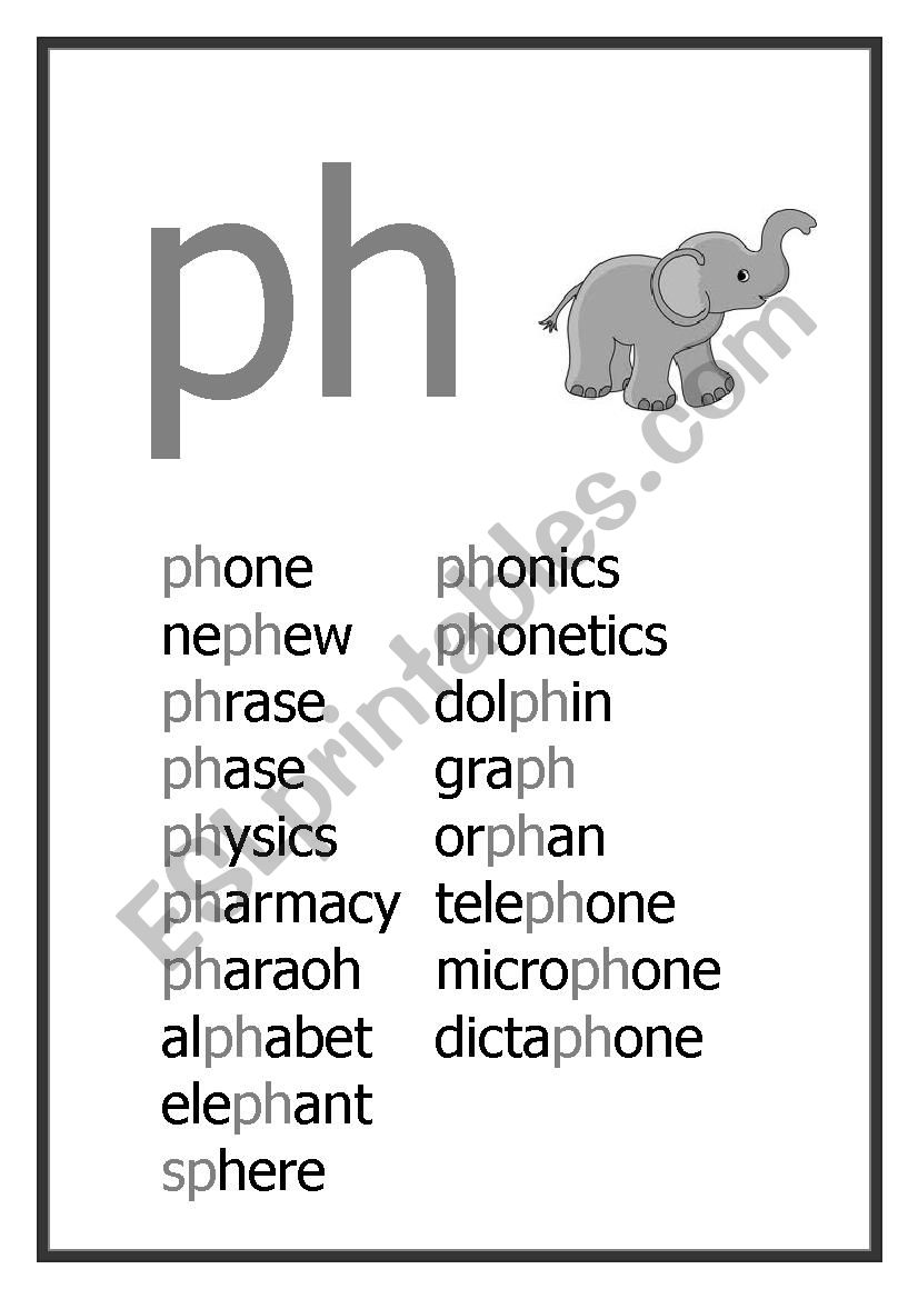 PH Reading flashcard worksheet