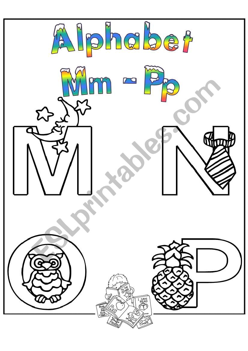 Alphabet coloring M-T worksheet