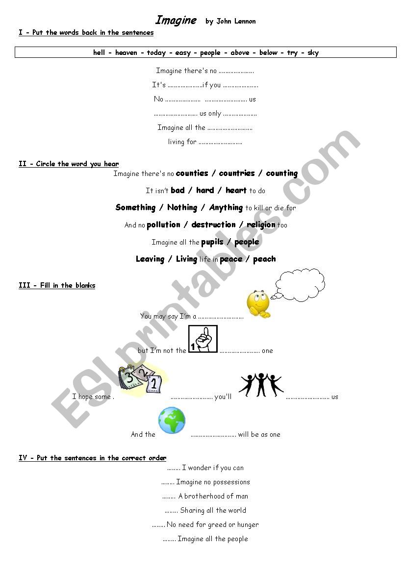 Imagine by John Lennon (for English teachers in France)