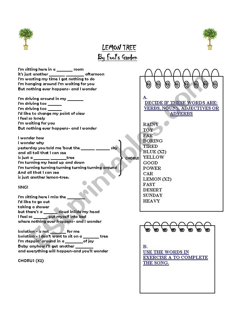 lemon tree worksheet