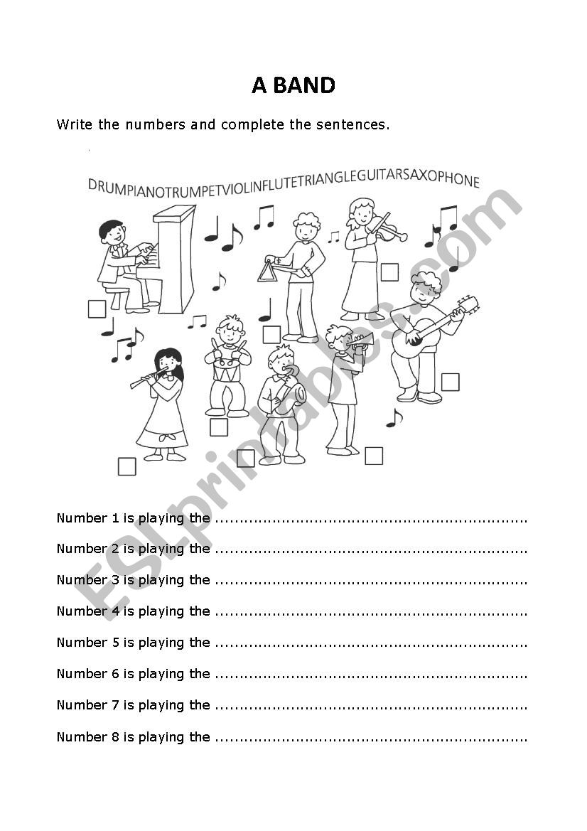 A great band worksheet