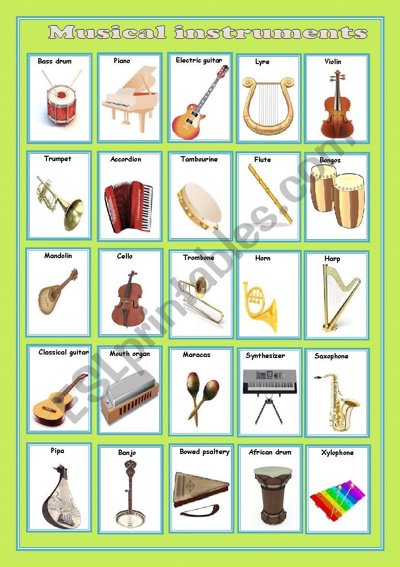 Musical instruments worksheet