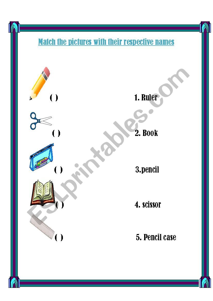 classroom objects worksheet