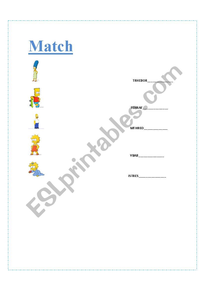 simpson family worksheet