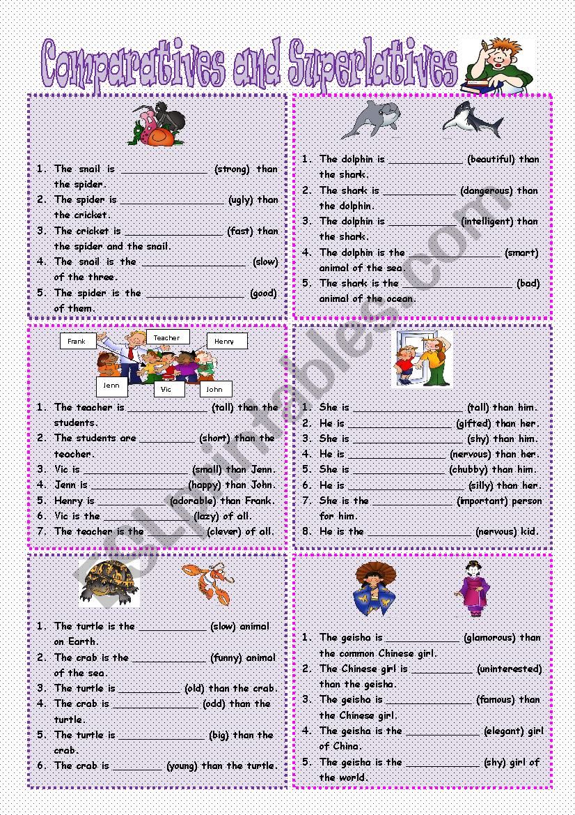 COMPARATIVES AND SUPERLATIVES worksheet