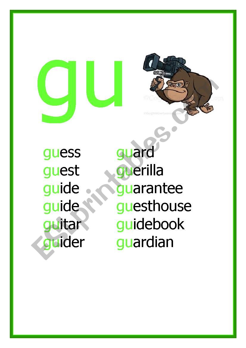 GU Reading Flashcards worksheet