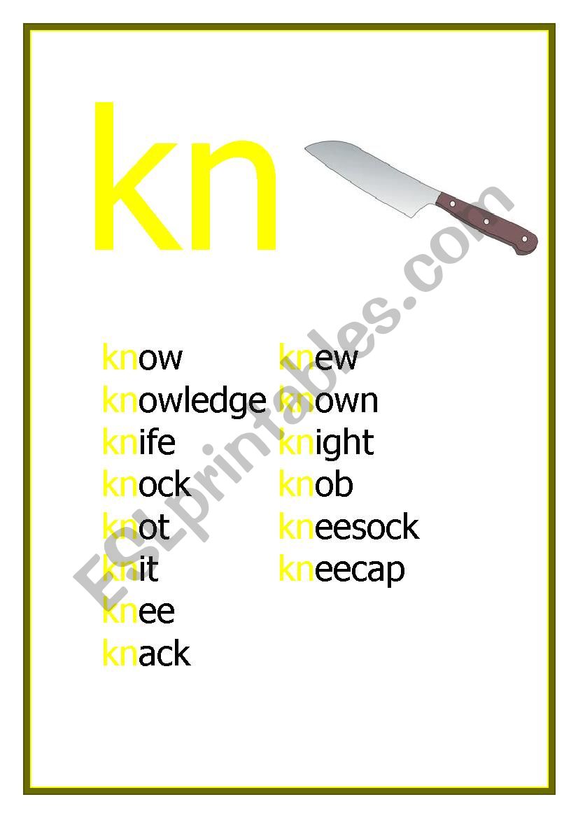 KN Reading flashcard worksheet