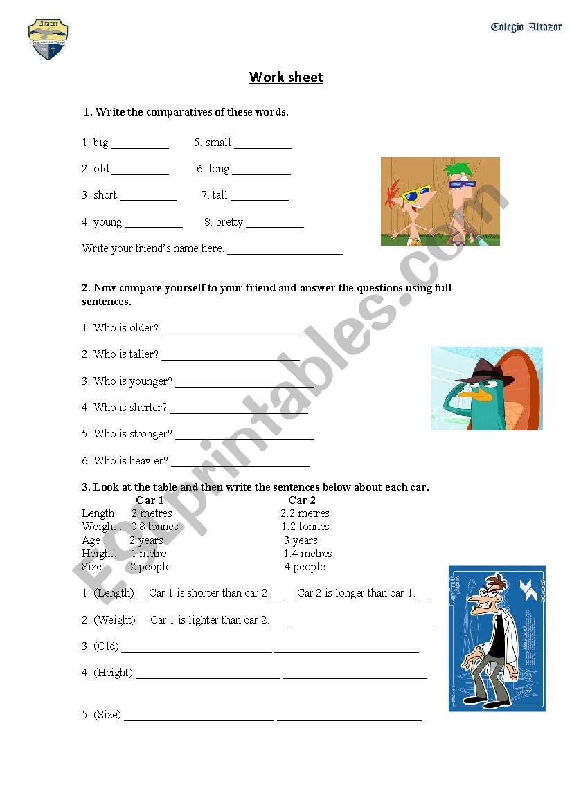 comparative and superlatives worksheet