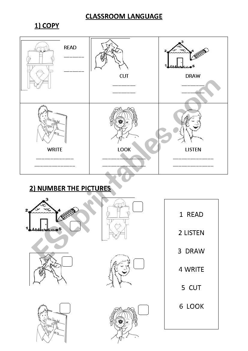 CLASSROOM LANGUAGE  worksheet