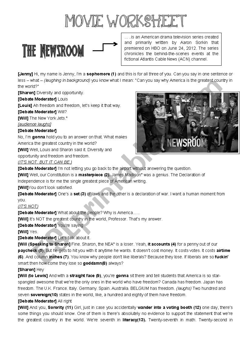 The Newsroom - 4 min_Scene worksheet